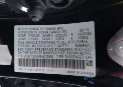 2019 Honda Civic Sport из США, поврежденный, VIN 2HGFC2F84KH575938